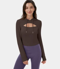 Sweatshirts & Hoodies<HALARA Hooded Drawstring Cut Out Casual Hoodie Sweatshirt