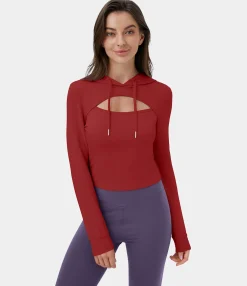 Sweatshirts & Hoodies<HALARA Hooded Drawstring Cut Out Casual Hoodie Sweatshirt