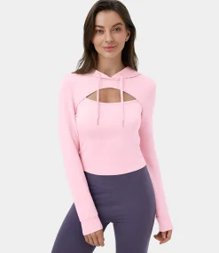Sweatshirts & Hoodies<HALARA Hooded Drawstring Cut Out Casual Hoodie Sweatshirt