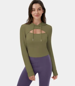 Sweatshirts & Hoodies<HALARA Hooded Drawstring Cut Out Casual Hoodie Sweatshirt