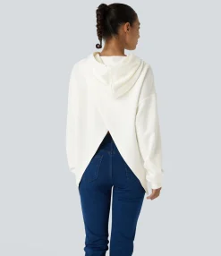 Sweatshirts & Hoodies<HALARA Hooded Drawstring Long Sleeve Kangaroo Pocket Crossover Casual Sweatshirt