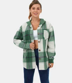 Jackets & Outerwear<HALARA Hooded Drawstring Pocket Plaid Thermal Casual Jacket