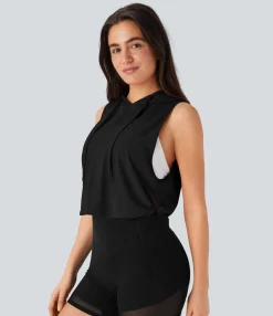 Tank Tops & Camis|Tank Tops<HALARA Hooded Drawstring Quick Dry Running Tank Top