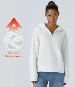 Sweatshirts & Hoodies<HALARA Hooded Half Zip Long Sleeve Fleece Casual Sweatshirt