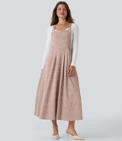 Maxi & Midi Dresses|Dresses<HALARA Houndstooth Plaid Midi Work Jumper Dress with Pockets