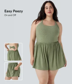 Plus Size<HALARA 2-in-1 Plus Size Romper with Pockets-Easy Peezy Edition