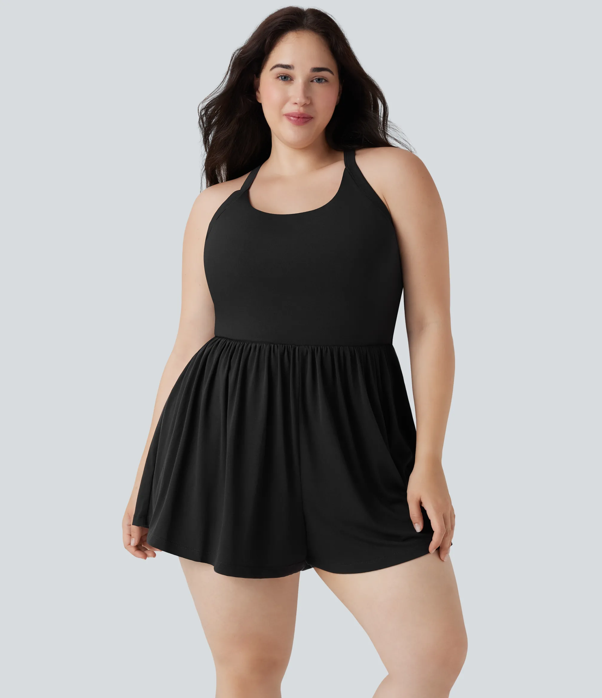 Plus Size<HALARA 2-in-1 Plus Size Romper with Pockets-Easy Peezy Edition