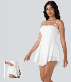 Party Dresses|Mini Dresses<HALARA 2-in-1 Pocket Mesh Overlay Asymmetric Hem Mini Slip Dress