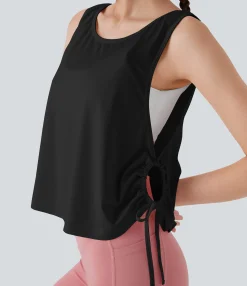 Tank Tops & Camis|Tank Tops<HALARA Jacquard Drawstring Curved Hem Yoga Tank Top