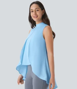 Work Tops<HALARA Keyhole Back Sleeveless High Low Flowy Work Top