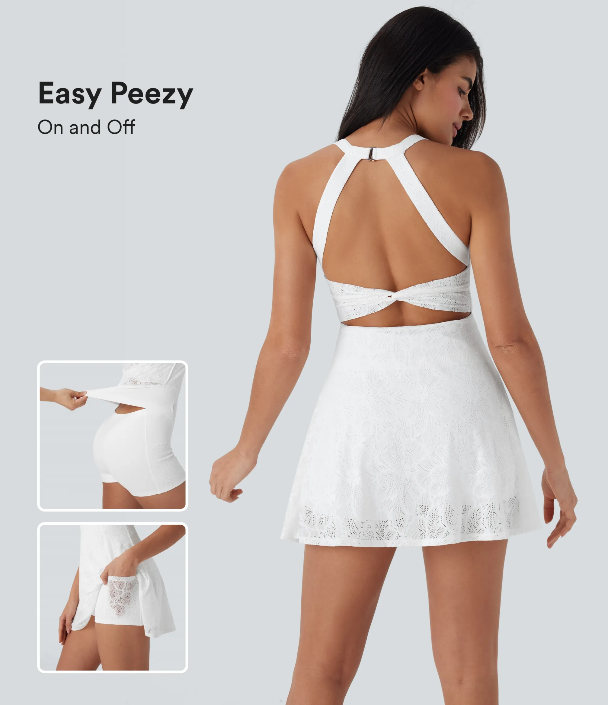 Active Dresses|Dresses<HALARA Lace 2-in-1 Mini Dance Active Dress with Pockets-Easy Peezy