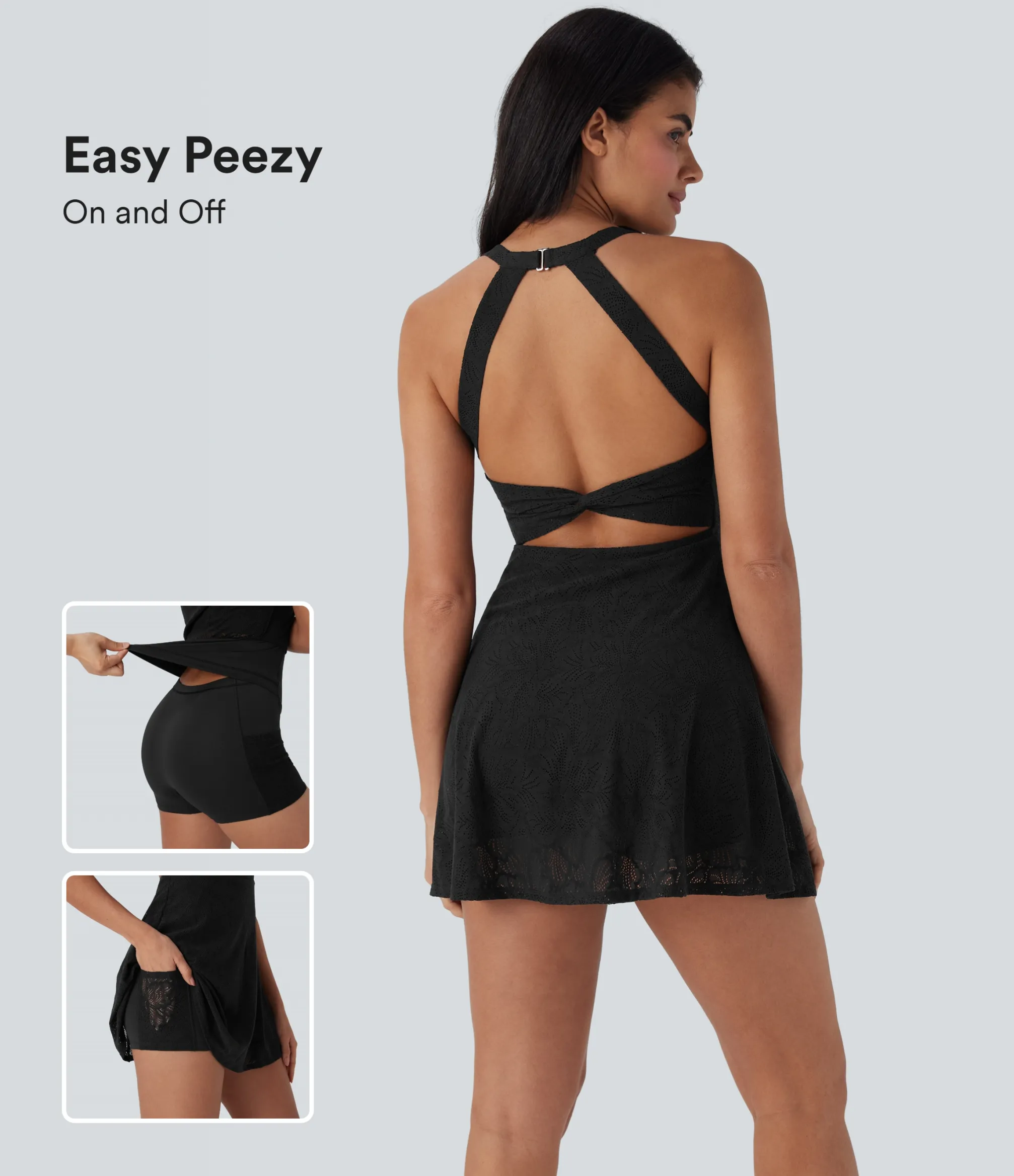 Active Dresses|Dresses<HALARA Lace 2-in-1 Mini Dance Active Dress with Pockets-Easy Peezy