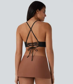 Beachwear<HALARA Lace Up Bikini Top Swimsuit