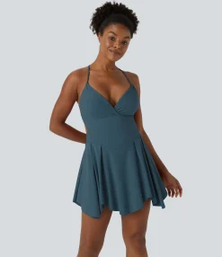 Mini Dresses|Active Dresses<HALARA Lace Up 2-in-1 Pocket Mini Slip Casual Dress