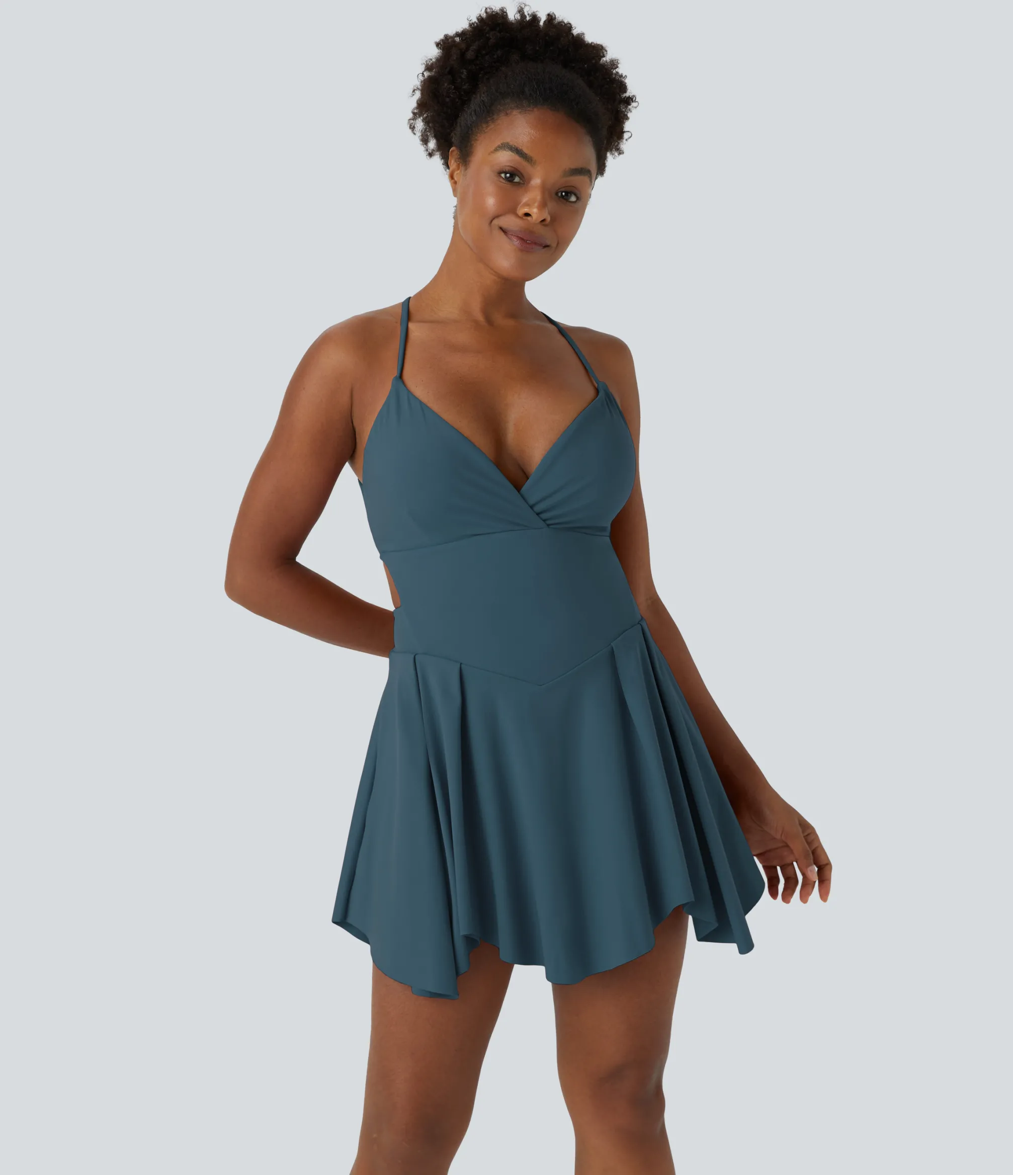 Mini Dresses|Active Dresses<HALARA Lace Up 2-in-1 Pocket Mini Slip Casual Dress