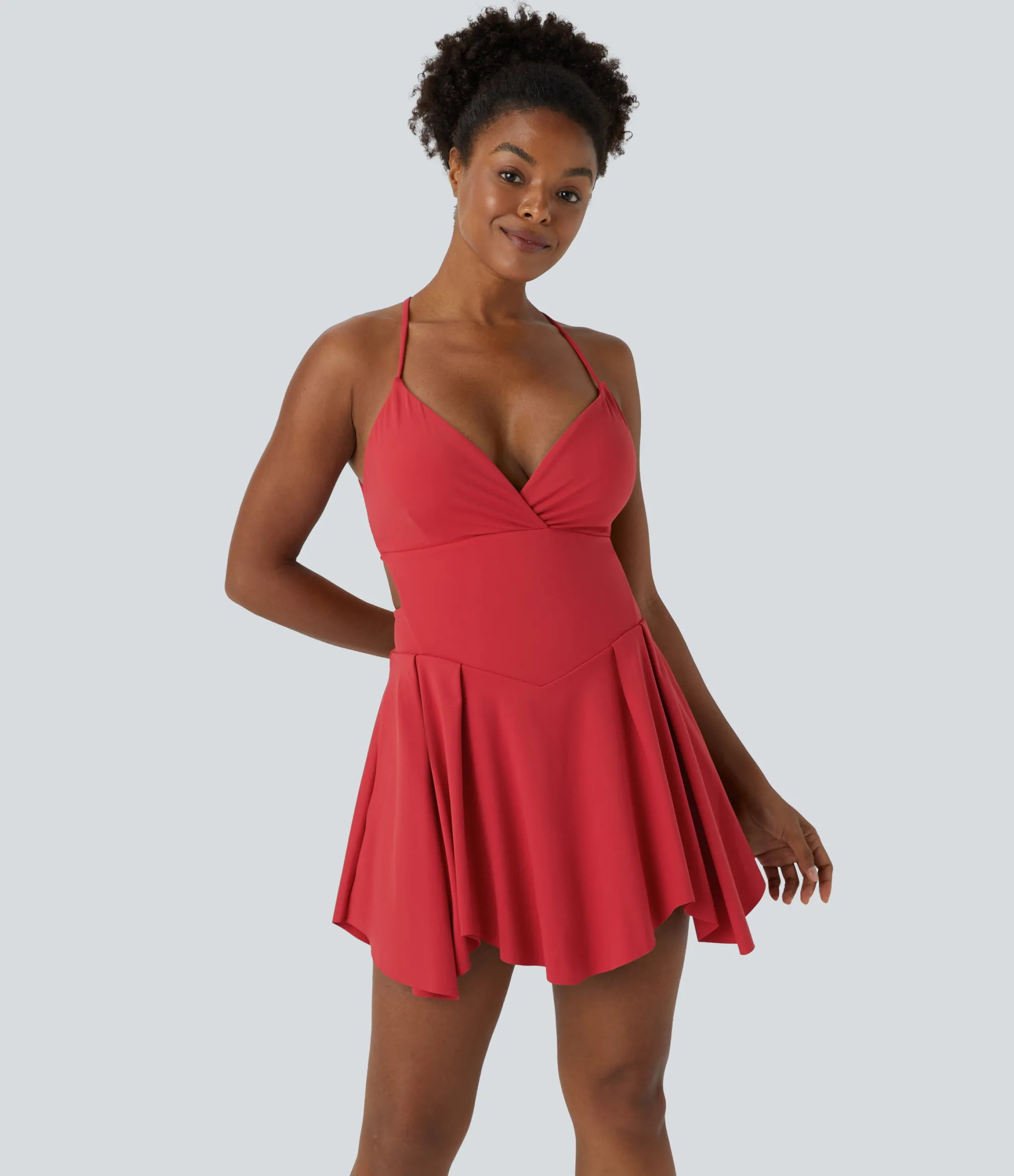 Mini Dresses|Active Dresses<HALARA Lace Up 2-in-1 Pocket Mini Slip Casual Dress