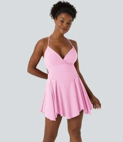 Mini Dresses|Active Dresses<HALARA Lace Up 2-in-1 Pocket Mini Slip Casual Dress