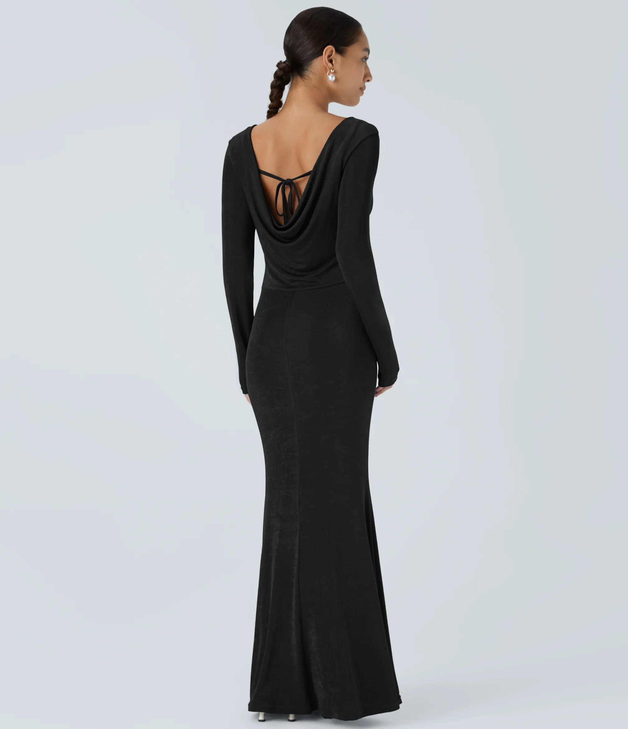 Dresses|Party Dresses<HALARA Lace Up Long Sleeve Mermaid Maxi Dress