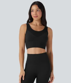Sports Bras|Sports Bras<HALARA Light Support Seamless Flow U Back Ribbed Hem Yoga Sports Bra