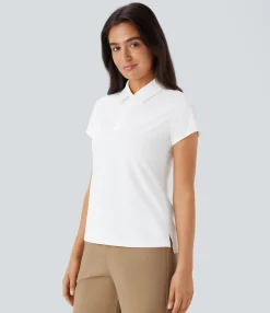 Sports Tops|Sports Tops<HALARA Lightweight Polo Collar Front Short Sleeve Golf Sports Top
