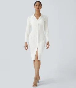 Dresses|Bodycon Dresses<HALARA Long Sleeve Bodycon Midi Casual Sweater Dress