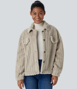 Jackets & Outerwear<HALARA Long Sleeve Casual Sherpa Jacket