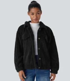 Jackets & Outerwear<HALARA Long Sleeve Casual Sherpa Jacket