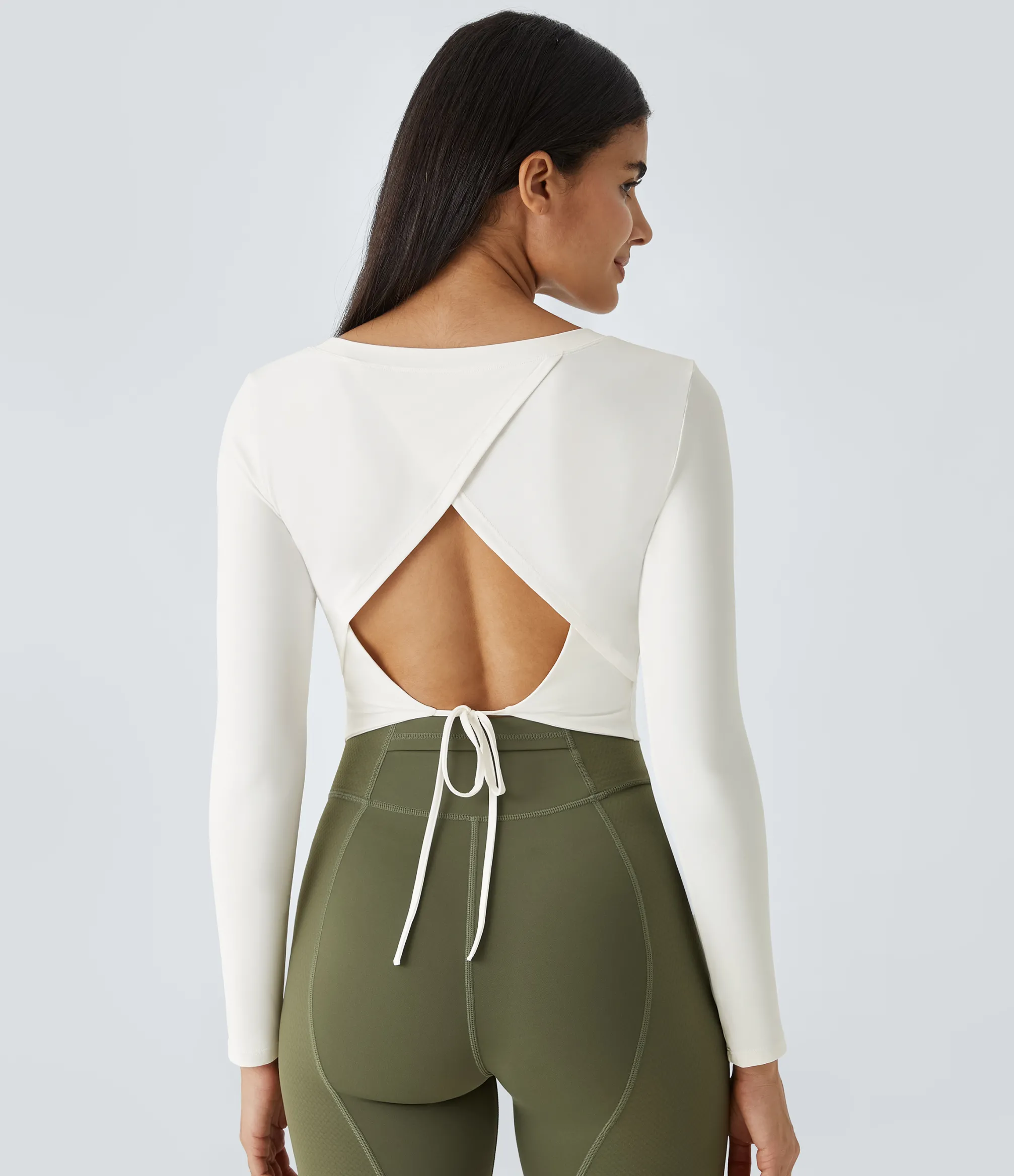 Yoga Tops|Sports Tops<HALARA Long Sleeve Cut Out Tie Back Cropped Barre Ballet Dance Sports Top