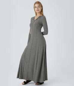 Dresses|Maxi & Midi Dresses<HALARA Long Sleeve Flare Maxi Casual Dress