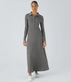 Maxi & Midi Dresses|Dresses<HALARA Long Sleeve Flare Maxi Casual Dress