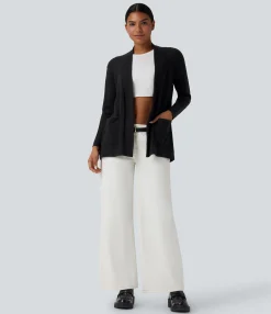 Sweaters<HALARA Long Sleeve Open Front Work Cardigan with Pockets