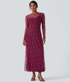 Maxi & Midi Dresses|Dresses<HALARA Long Sleeve 2-piece Lace Maxi Casual Dress