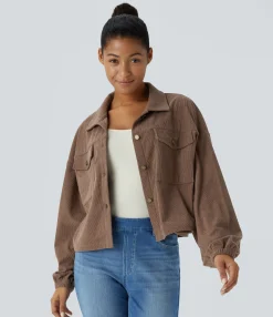 Jackets & Outerwear<HALARA Long Sleeve Pocket Casual Corduroy Jacket