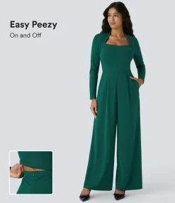 Jumpsuits<HALARA Long Sleeve Pocket Wide Leg Jumpsuit-Easy Peezy