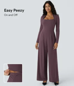 Jumpsuits<HALARA Long Sleeve Pocket Wide Leg Jumpsuit-Easy Peezy