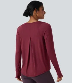 Sports Tops|Sports Tops<HALARA Long Sleeve Thumb Holes Curved Hem Yoga Sports Top