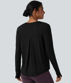 Sports Tops|Sports Tops<HALARA Long Sleeve Thumb Holes Curved Hem Yoga Sports Top