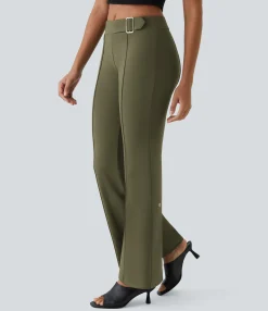 Flare Pants|Pants<HALARA Low Rise Adjustable Buckle Casual Flare Pants