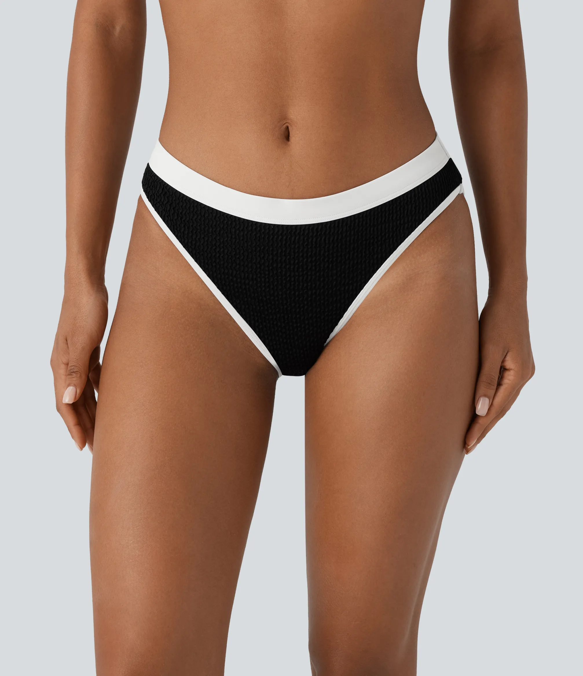 Beachwear<HALARA Low Rise Color Block Crinkle Bikini Bottom Swimsuit