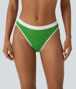 Beachwear<HALARA Low Rise Color Block Crinkle Bikini Bottom Swimsuit