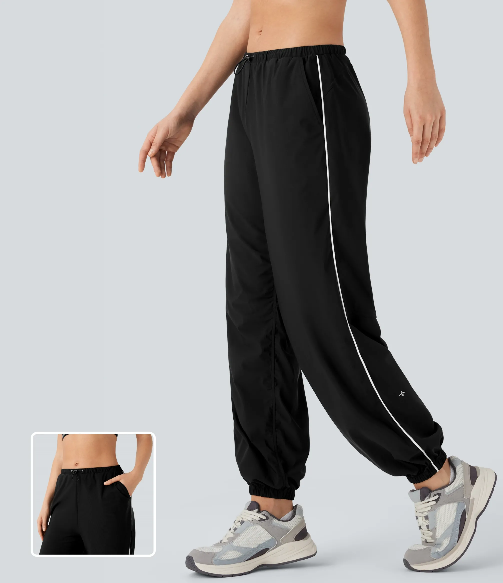 Pants|Joggers<HALARA Low Rise Color Block Quick Dry Dance Joggers with Pockets Black