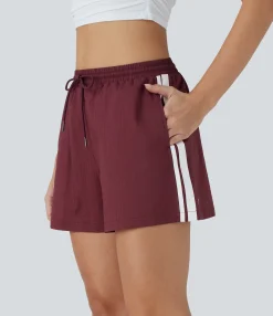 Shorts<HALARA Low Rise Drawstring Color Block Casual Shorts with Pockets-UPF40+