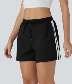 Shorts<HALARA Low Rise Drawstring Color Block Casual Shorts with Pockets-UPF40+