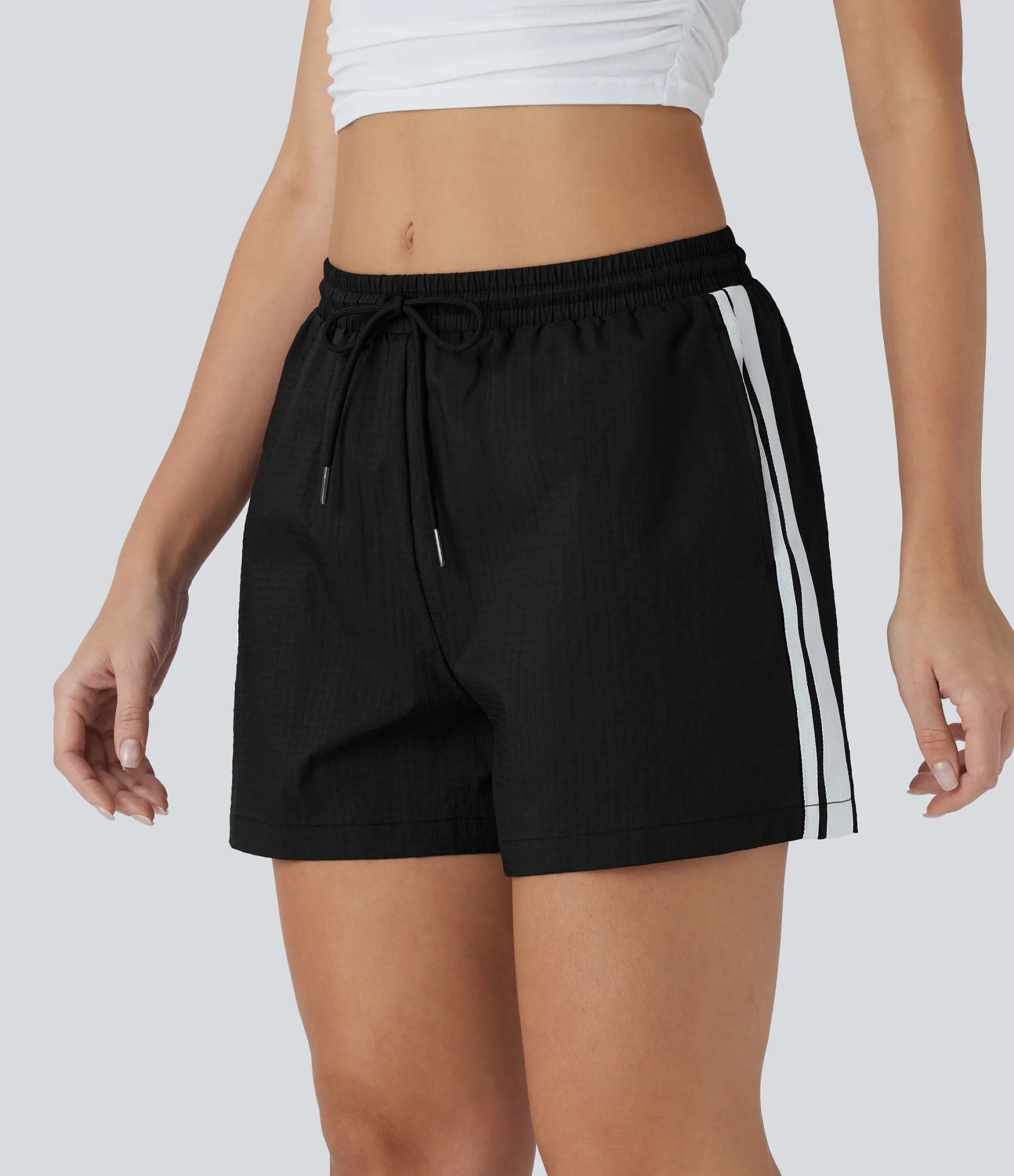 Shorts<HALARA Low Rise Drawstring Color Block Casual Shorts with Pockets-UPF40+