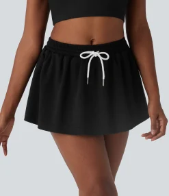 Skirts<HALARA Low Rise Drawstring 2-in-1 A-line Mini Casual Skirt