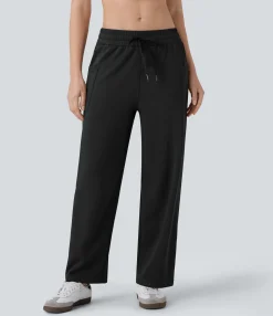 Pants<HALARA Low Rise Drawstring Pocket Casual Tapered Pants
