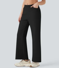 Straight-Leg Pants|Pants<HALARA Low Rise Drawstring Straight Leg Yoga Pants with Pockets