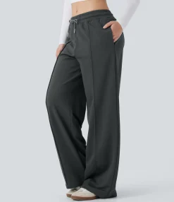 Pants|Wide-Leg Pants<HALARA Low Rise Drawstring Wide Leg Casual Pants with Pockets
