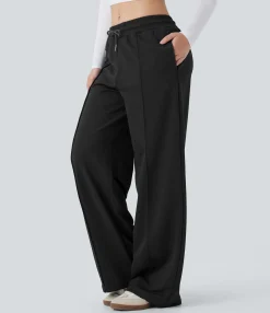 Pants|Wide-Leg Pants<HALARA Low Rise Drawstring Wide Leg Casual Pants with Pockets