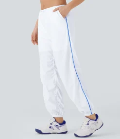 Pants|Joggers<HALARA Low Rise 2-in-1 Color Block Quick Dry Dance Joggers with Pockets Frost White
